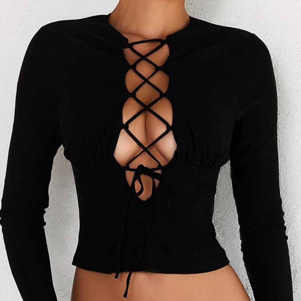 Mistress Rocks Enrich Blace Lace Up Top